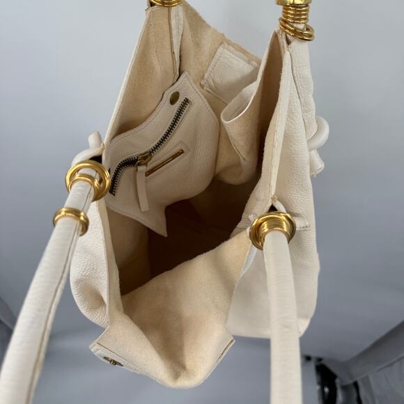giuseppe zanotti ivory leather slouch bag - Picture 7 of 7